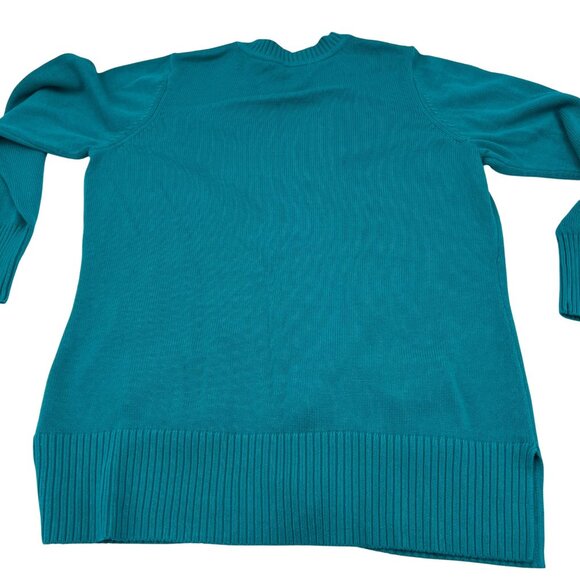 Isaac Mizrahi Live Essentials Womens Teal Button-Front Cardigan Sweater With Poc - Picture 5 of 5